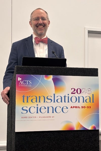 Man standing at a podium