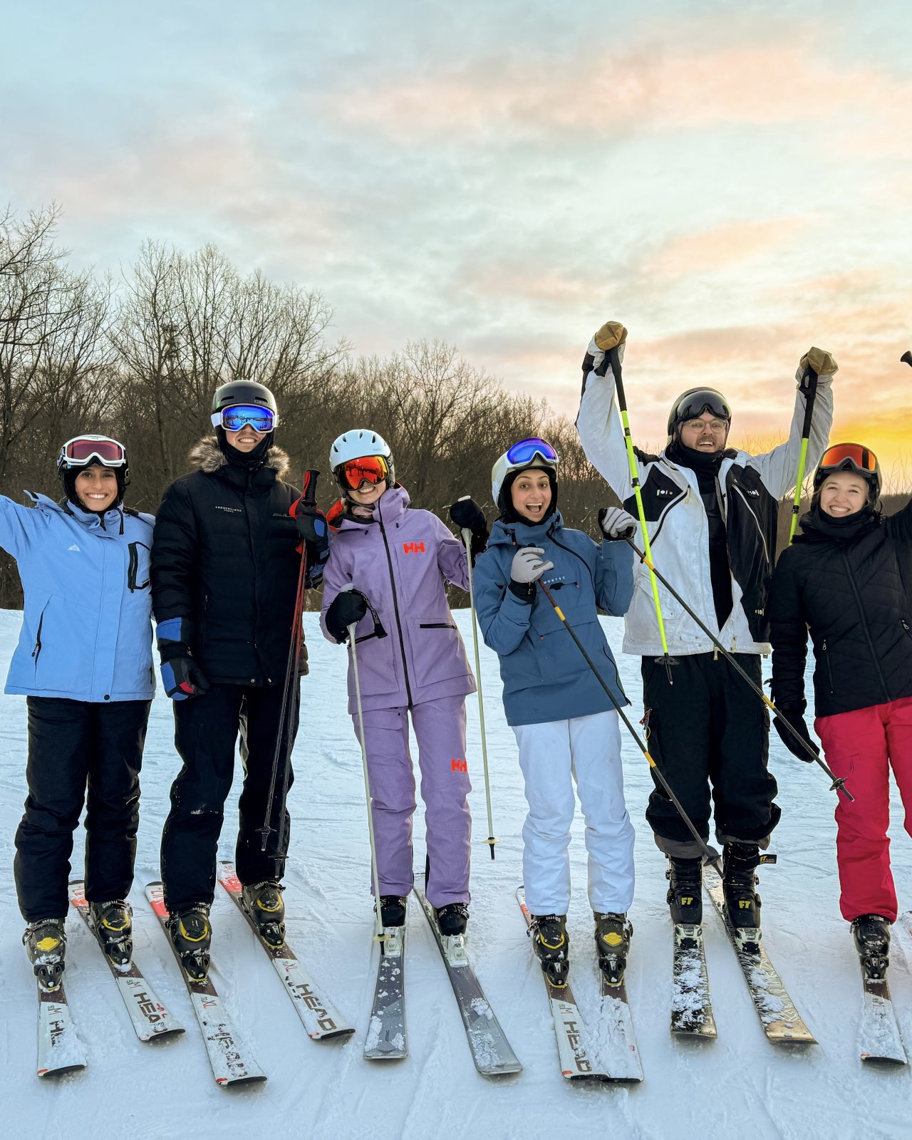 Riddhi Patel skiing with friends
