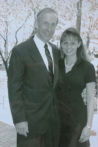 Bill Allport and his daughter, Christine Lewanski, at her graduation from CWRU School of Law in 1995.