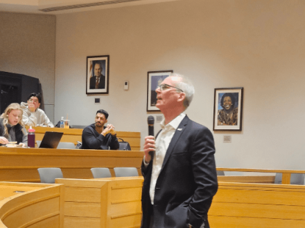 Former Representative Bob Inglis speaking at the law school