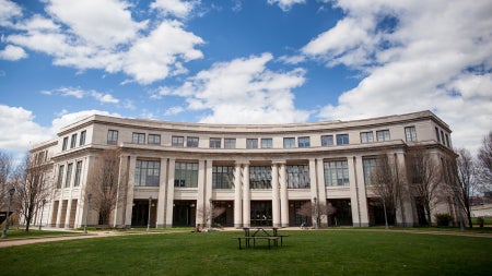 An exterior shot of the Kelvin Smith Library building