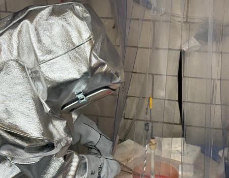 Close up of a researcher in a lab. 
