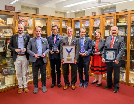 Winners of the 140th Annual Awards Presentation of the Case Alumni Association pose with their awards