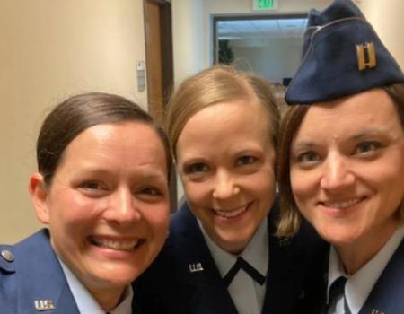 U.S. Air National Guard Captain Abby Henkel, RN, with fellow military service members