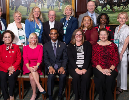 Frances Payne Bolton School of Nursing community member inductees into the AAA 2025 Class of Fellows pose as a group.