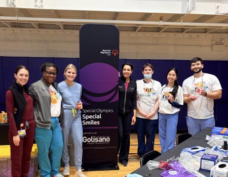 SODM dental students, pediatric dental residents, a dental assistant and professor at the Special Olympics Unified Health Event.