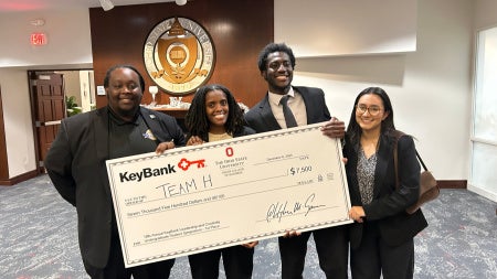Kofi Osei-Tutu and team place first at the 18th annual KeyBank Leadership and Creativity Undergraduate Student Symposium. 
