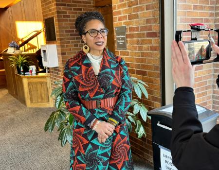 Ayesha Bell Hardaway speaks to camera regarding Tanisha's Law. 