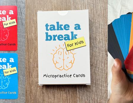 Photo compilation of images of Jenny King's "Take a Break for Kids" cards