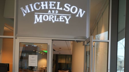 Front doors open at Michelson & Morley University Club.