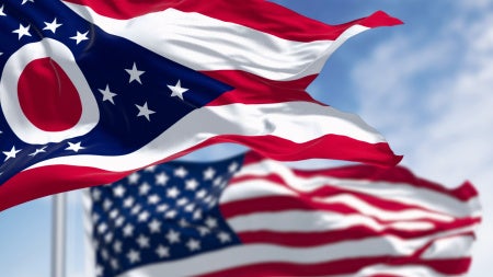 Ohio state and USA flags