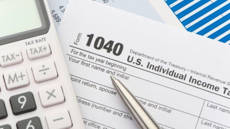 Close up of an income tax form