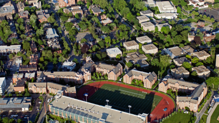 Aerial view of north residential village and surrounding areas. 