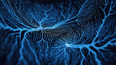 Photo illustration of blue-colored neural pathways