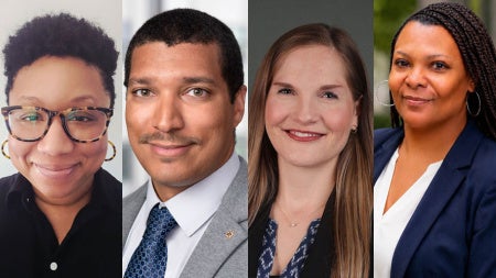 Photo compilation of headshots of Naomi Drakeford, Greg Harris, Dorien Langezaal and Darlena Dillard