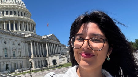 Dalerys Feliciano Acevedo posing in front of U.S. Capitol Building