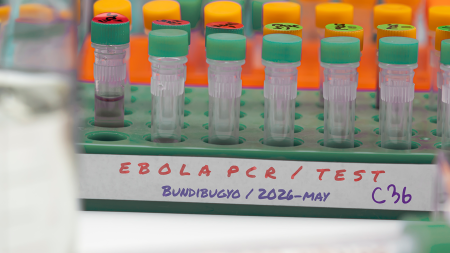 Photo of text tubes for PCR testing of ebola