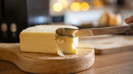 Homemade butter on a wooden board