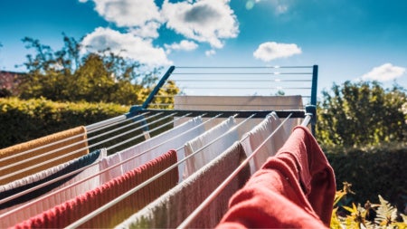 Laundry on drying lines in the sun 