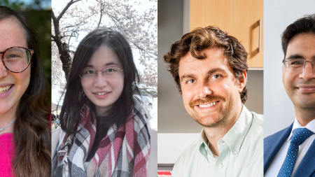 Compilation image of Alexis Block, Jing Ma, Luke Osborn and Abhinendra Singh