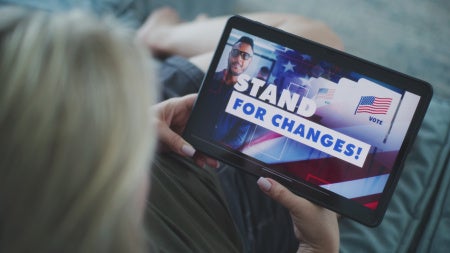 Image of political ad playing on a tablet