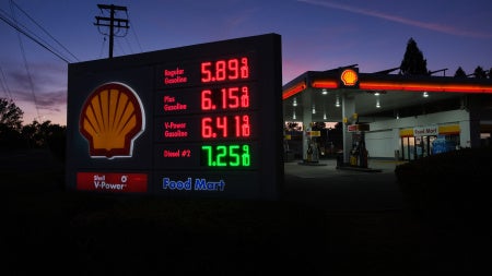 Image of a gas price sign at a gas station
