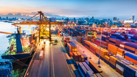 Image of a dock full of shipment containers