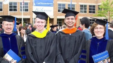 Chirag Gupta (third from left) at his graduation from CWRU