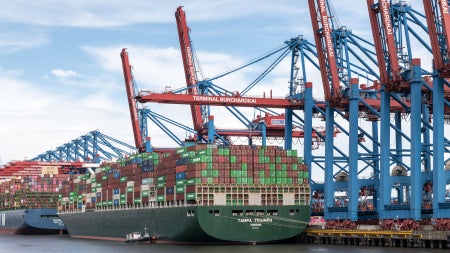 Image of shipment containers at a dock