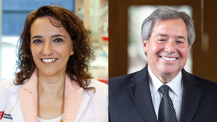 headshots of Grace McComsey and Michael P. Scharf