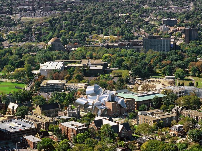 Aerial photo of CWRU Campus