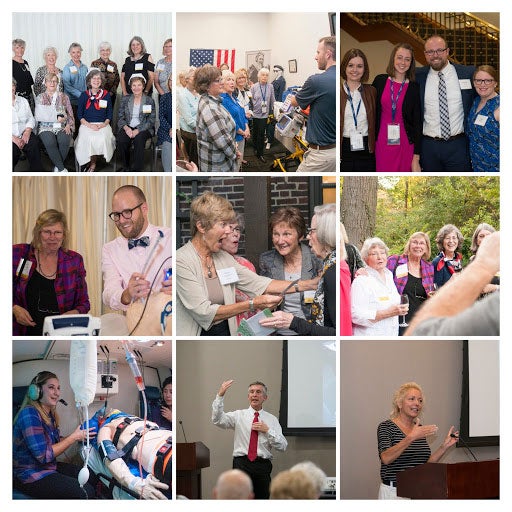 Picture collage of CWRU FPB alumni in various settings around campus