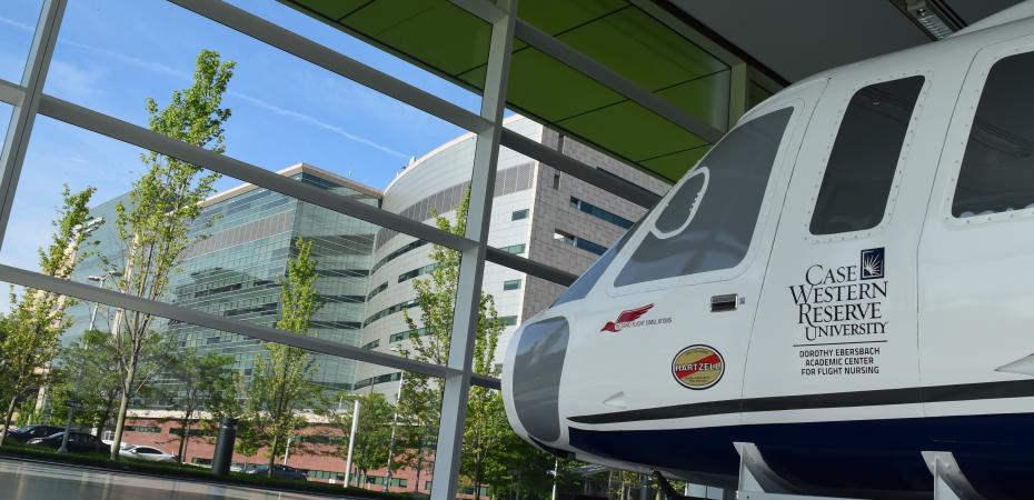 Photo of the helicopter flight simulator at the Frances Payne Bolton School of Nursing.