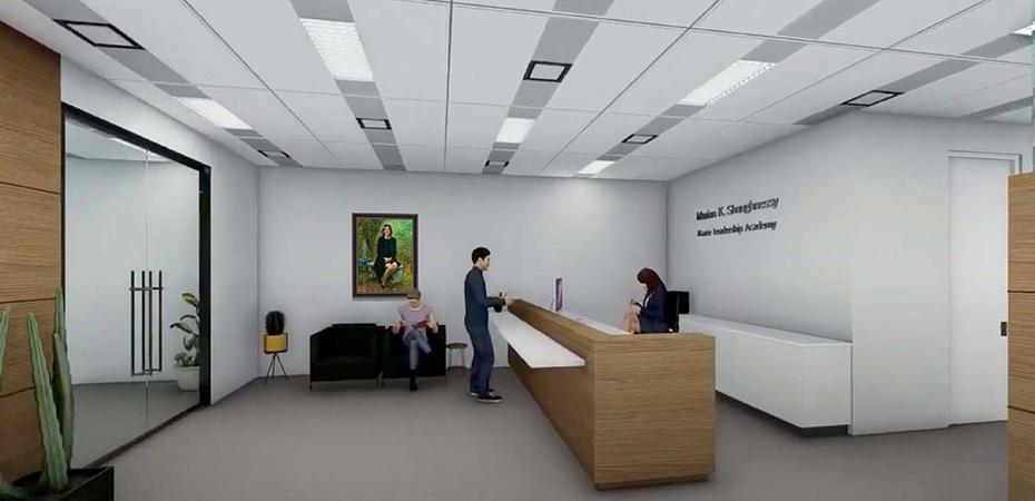 Artist's rendering of the a new office space.