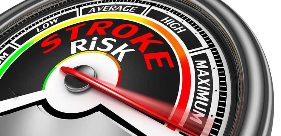 Gauge indicating a high risk of stroke.