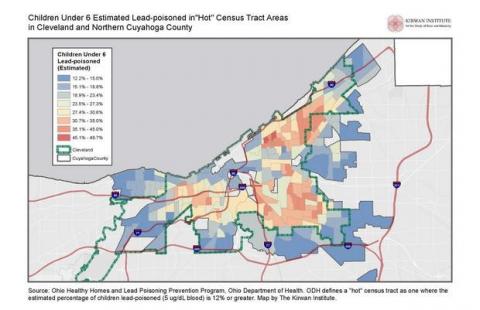 Children Under 6 Estimated Lead-poisoned in "Hot" Census Tract Areas in Cleveland and Northern Cuyahoga County