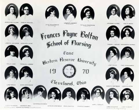 Picture of collected portraits of the Frances Payne Bolton School of Nursing Class of 1970