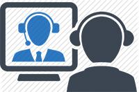Cartoon photo of two subjects having a video conference