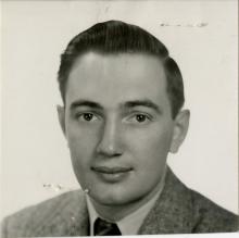 Black and white photo of Russell Swansburg from the 1950s.