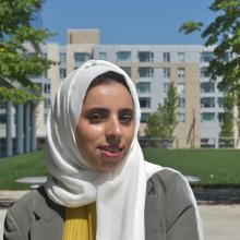 Hind AlSabti outside in headscarf
