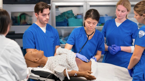 CWRU nursing students in the simulation lab.
