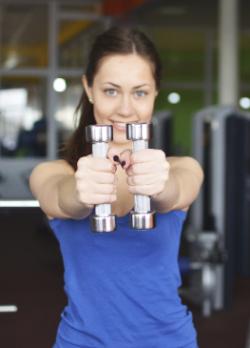 Woman holding weights