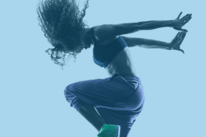 woman jumping in air