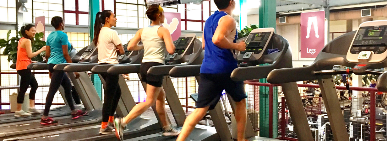 People running on treadmill
