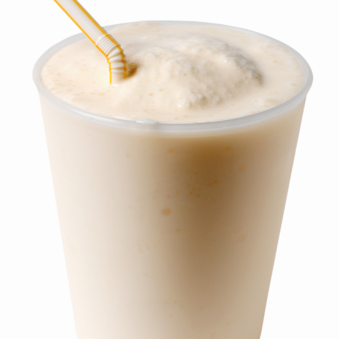 Shake in clear cup with straw