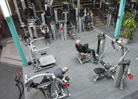Trainers using new Hoist exercise equipment.