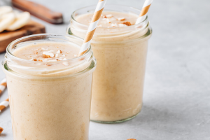 Two shakes with straws