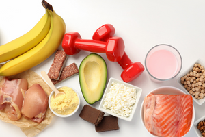 Picture of fruits, grains and meats
