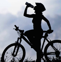 A person on a bike taking a break