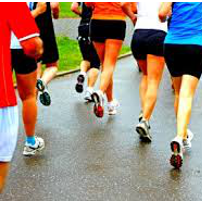 Image of people running on a street